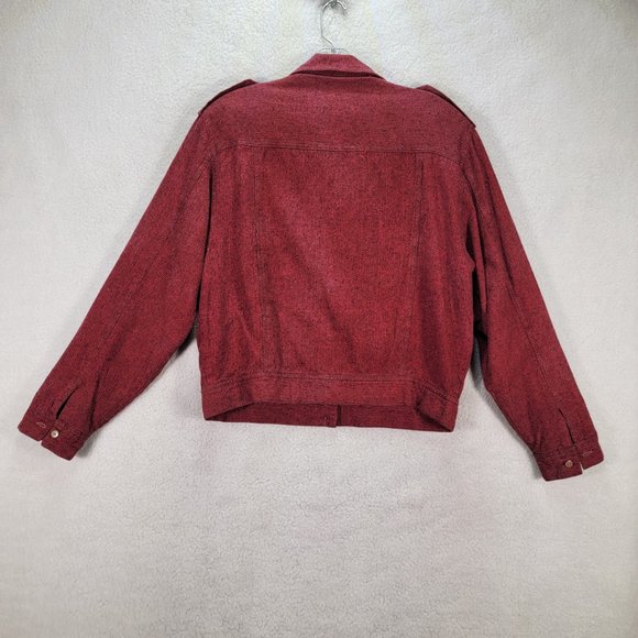 Objects Gold Burgundy Collared Silk Lightweight Classic Shacket Jacket Coat - Picture 10 of 13